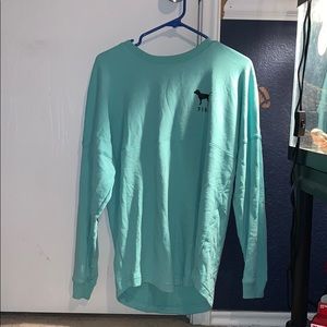 PINK turquoise and cheetah crewneck sweatshirt